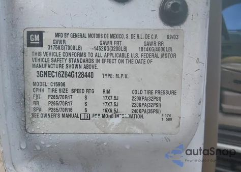 2004 Chevrolet Suburban 1500 Lt from USA, damaged, VIN 3GNEC16Z64G128440